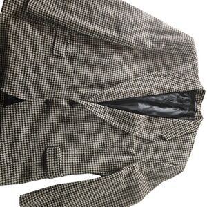 Yorkshire & Hill Blazer Mens Medium Brown Black Houndstooth Wool Sport Coat
